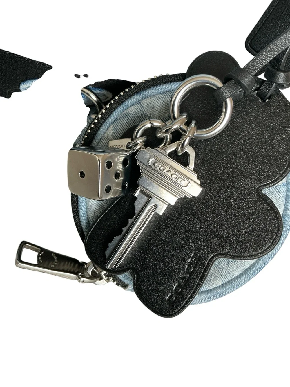 Coach Small Finn Signature Denim Crossbody Pouch Charms CDY53 NWT